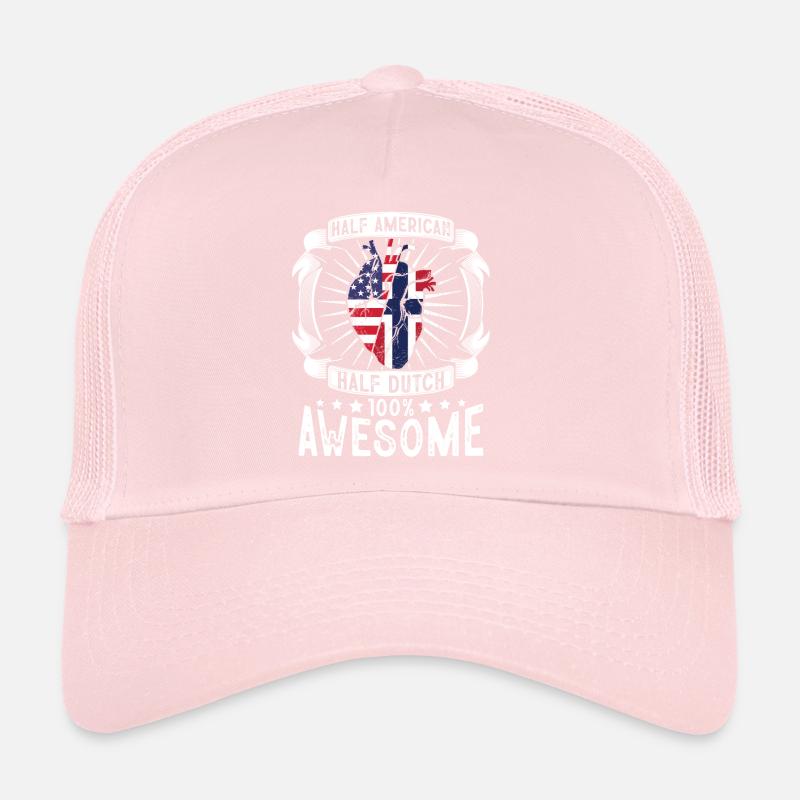 Netherlands USA Flag - Half American Half Dutch Trucker Cap