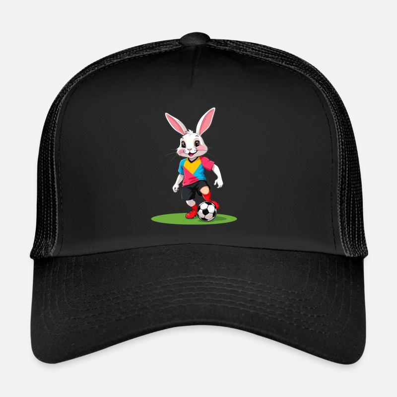 Easter Bunny Soccer Player and Easter Soccer Design - Trucker Cap - black/black