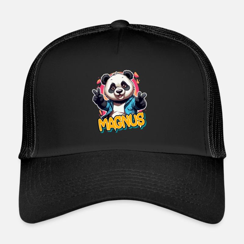 MAGNUS - Schöner Jungen Name mit coolem Panda Trucker Cap