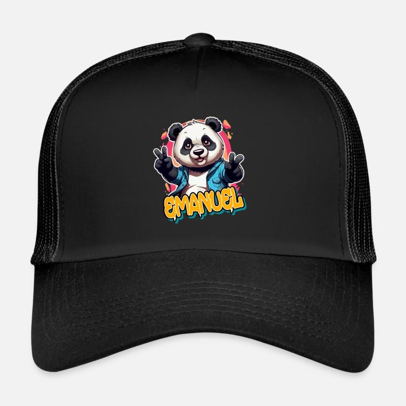 EMANUEL - Beau prénom de garçon avec un panda cool Casquette trucker 