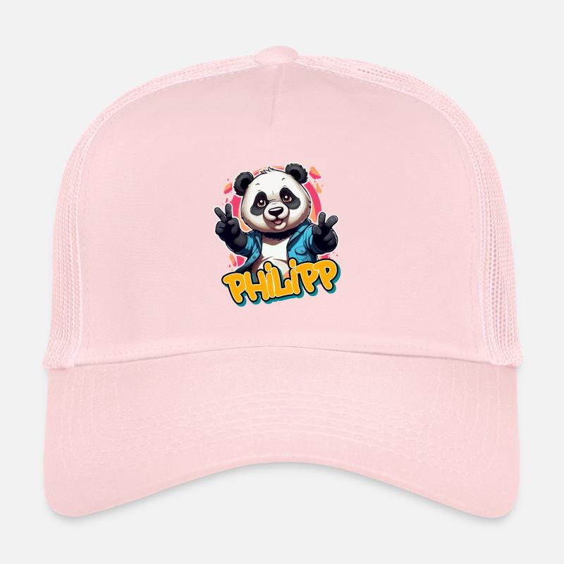 PHILIPP - Schöner Jungen Name mit coolem Panda Trucker Cap