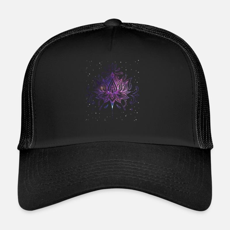 Fleur céleste aux lignes harmonieuses - Casquette trucker  - noir/noir
