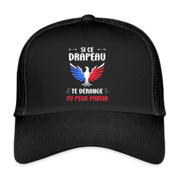 drapeau france patriote - Casquette trucker  - noir/noir - Devant