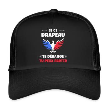 patriote drapeau france - Casquette trucker  - noir/noir - Devant