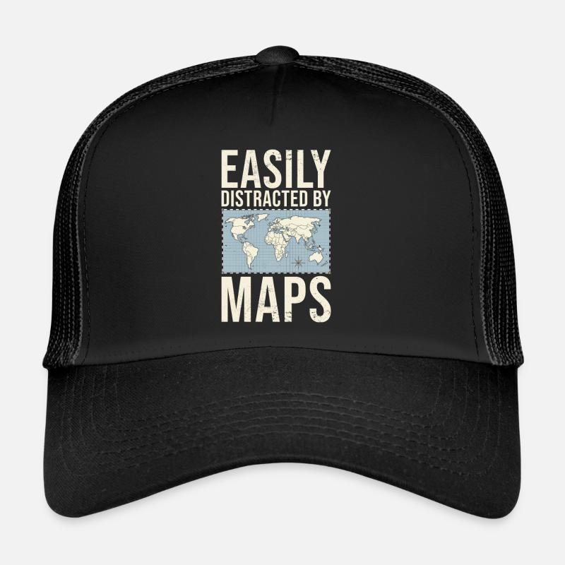 Easily Distracted By Maps Geographie-Lehrer Trucker Cap