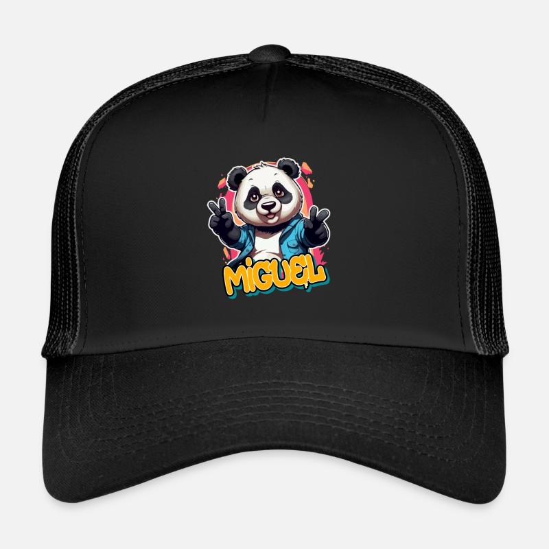 MIGUEL - Handsome Boy Name with Cool Panda Trucker Cap