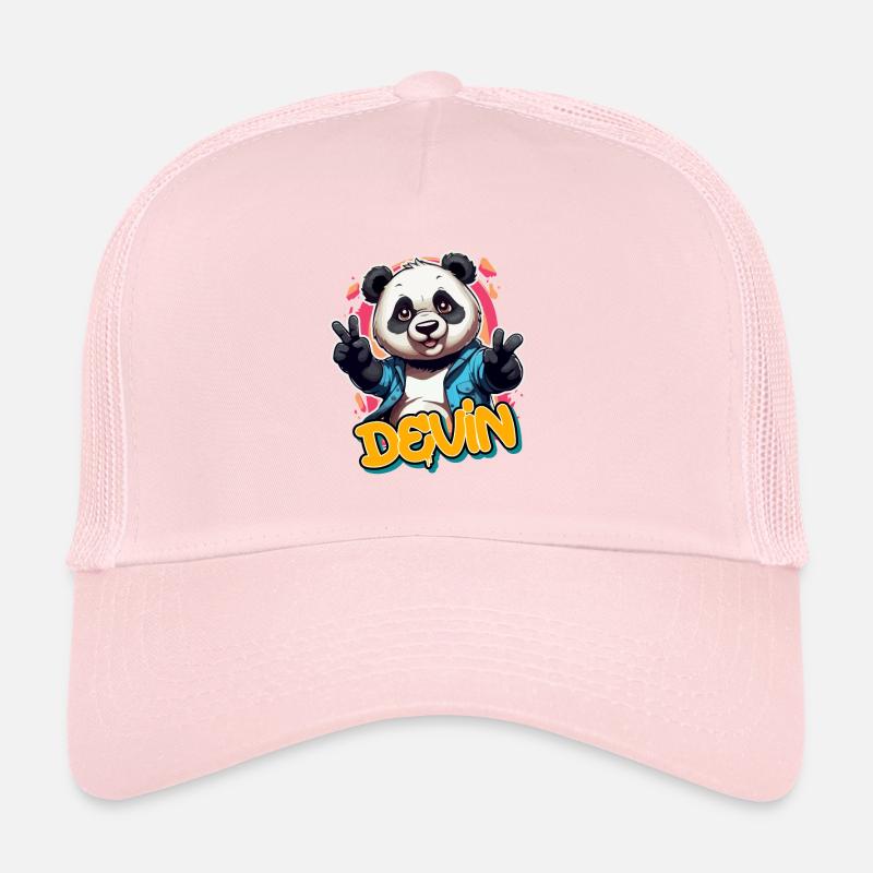 DEVIN - Handsome Boy Name with Cool Panda Trucker Cap