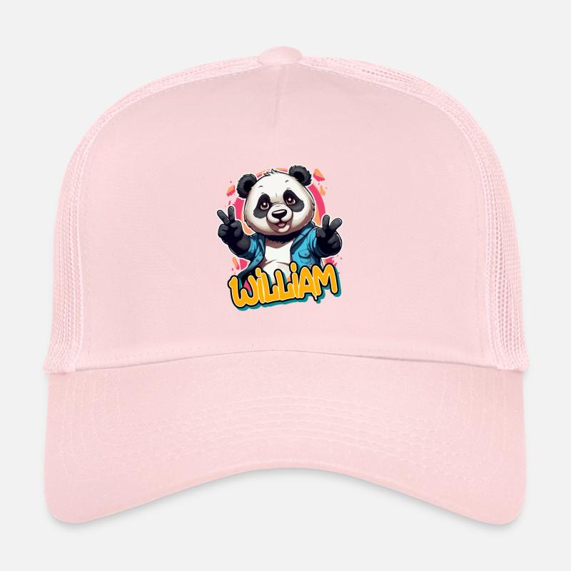 WILLIAM - Handsome Boy Name with Cool Panda Trucker Cap