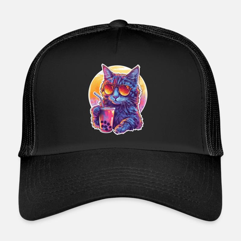 Bubble Tea Getränk Lover Kitten Drink Bande dessinée Casquette trucker 