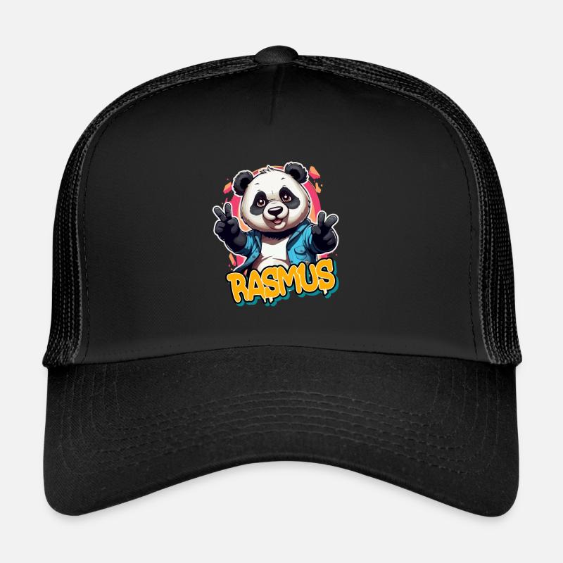 RASMUS - Handsome boy name with cool panda Trucker Cap