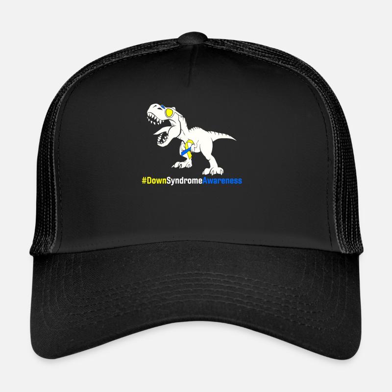 Down-Syndrom-Bewusstsein Blauer und gelber Dinosaurier Trucker Cap