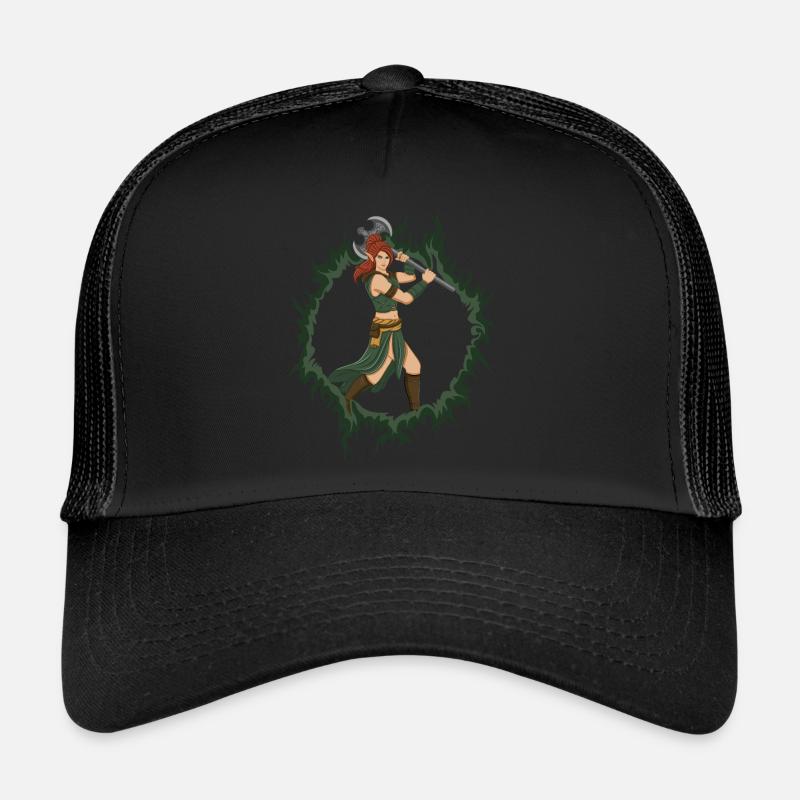 Weibliche Elfenkriegerin mit einer eisernen Axt Trucker Cap