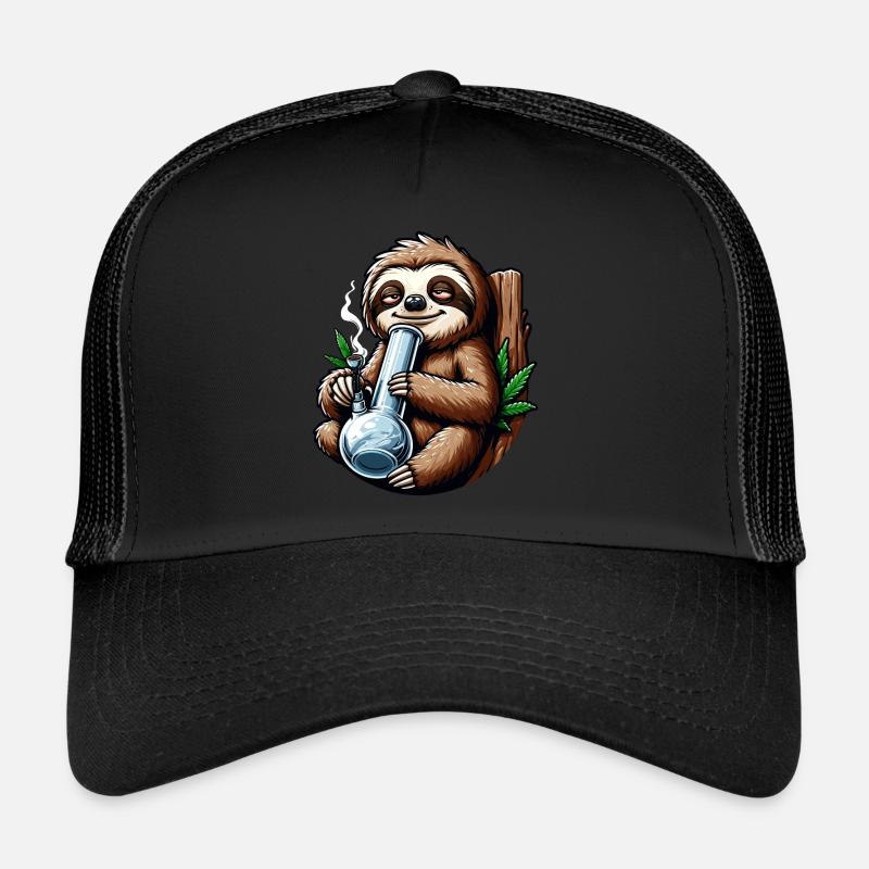 Faultier mit Bong Hanf Cannabis Trucker Cap