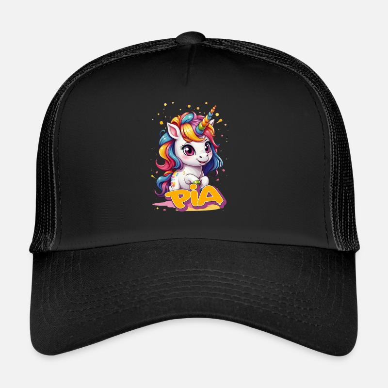 PIA - Schöner Mädchen Name mit süßem Einhorn Trucker Cap