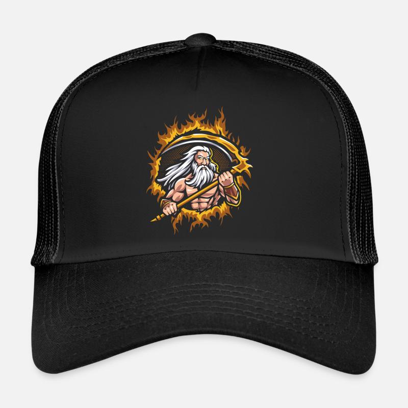 Uranus-Gott mit Halbtonfeuer-Hintergrund Trucker Cap