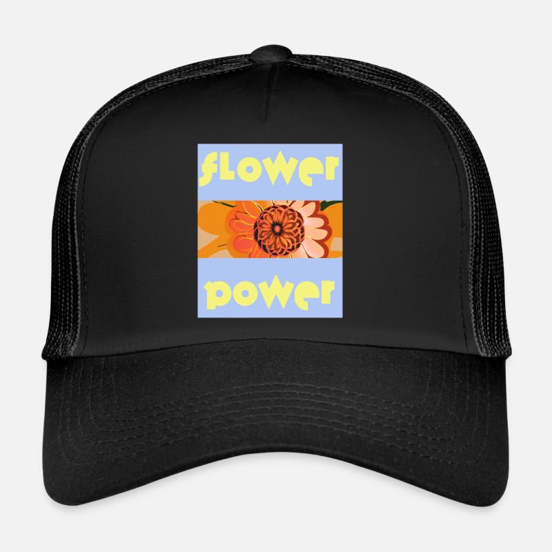 Ciel bleu : Flower Power avec fleur d’oranger Casquette trucker 