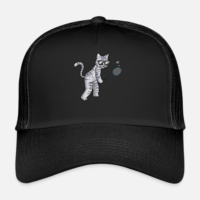 Funny badminton cat Trucker Cap
