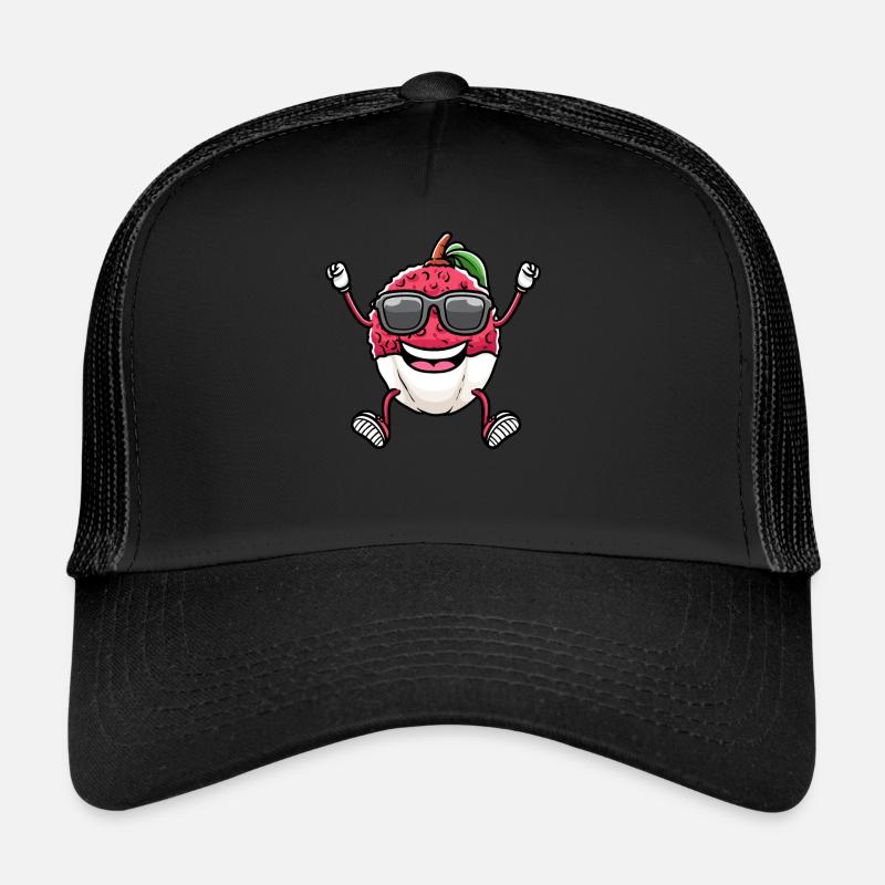 Litchi dansant avec des lunettes de soleil litchi Casquette trucker 