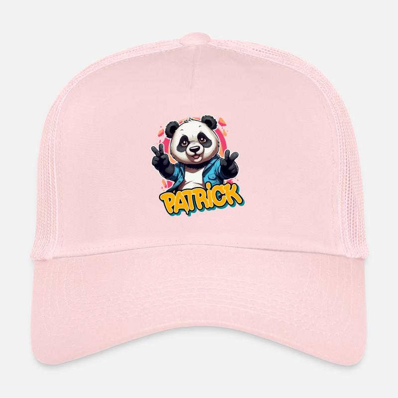 PATRICK - Schöner Jungen Name mit coolem Panda Trucker Cap