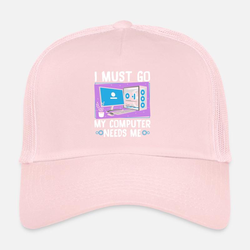 I Must Go My Computer Needs Me Trucker Cap