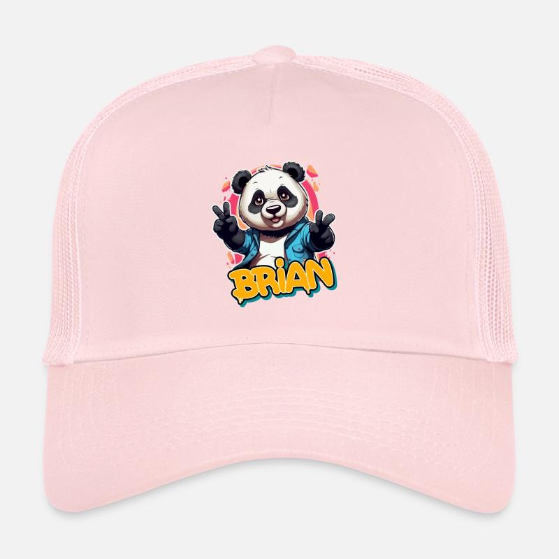 BRIAN - Schöner Jungen Name mit coolem Panda Trucker Cap