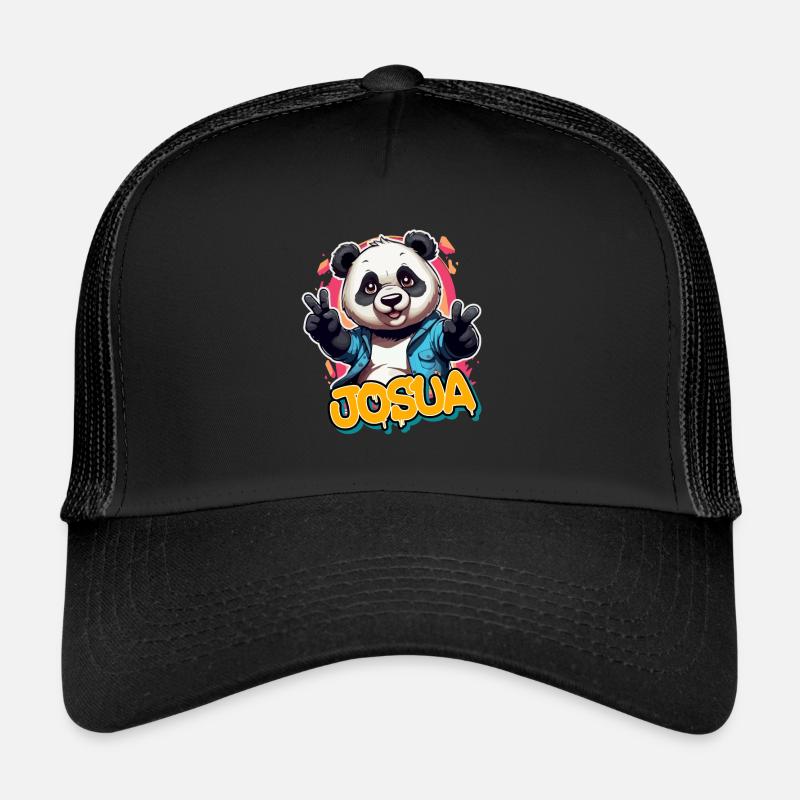 JOSUA - Schöner Jungen Name mit coolem Panda Trucker Cap