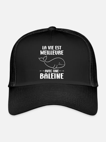 Baleines bleu Amour baleine - Casquette trucker  - noir/noir - Devant