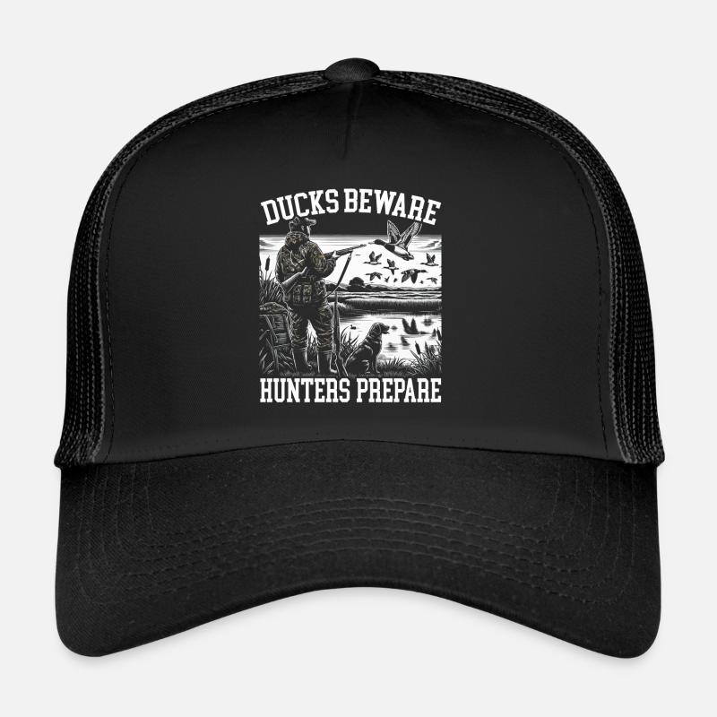 Entenjäger Duckaholic Wasservögel Entenjagd - Trucker Cap - Schwarz/Schwarz