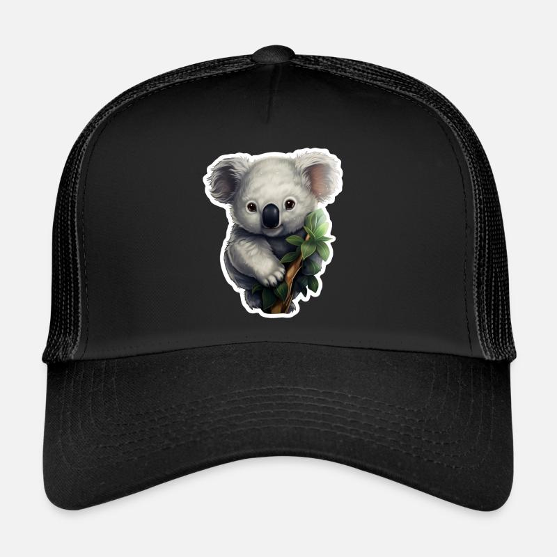 Koala süß - Trucker Cap - Schwarz/Schwarz
