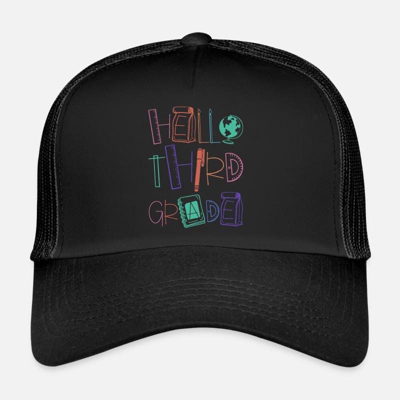 Hello 3rd Grade School Supplies Elementary School School Trucker Cap