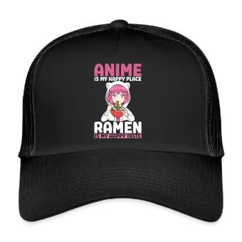 Anime Happy Place Ramen Happy Taste - Trucker Cap - black/black - Front