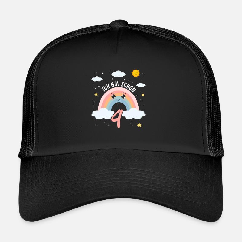 Anniversaire arc-en-ciel 4 ans J’ai 4 ans Casquette trucker 