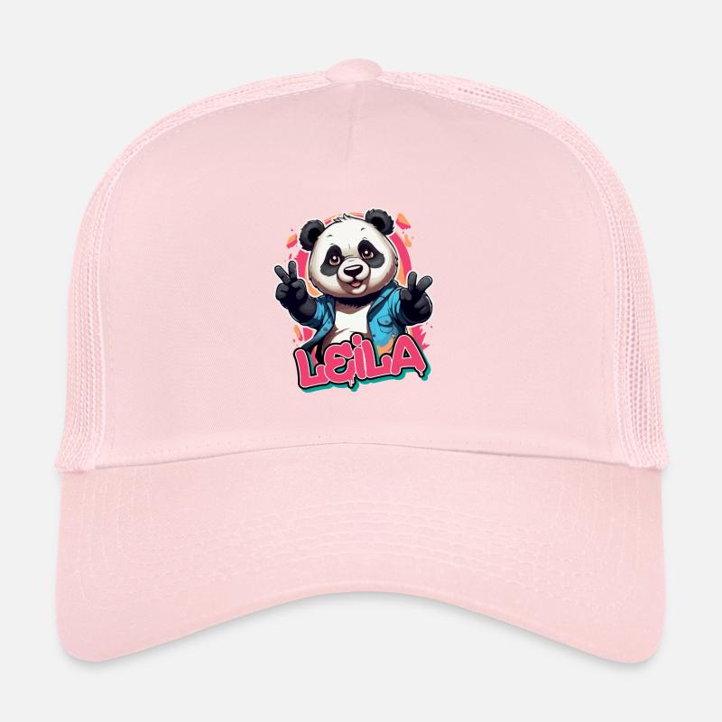 LEILA - Schöner Mädchen Name mit coolem Panda Trucker Cap