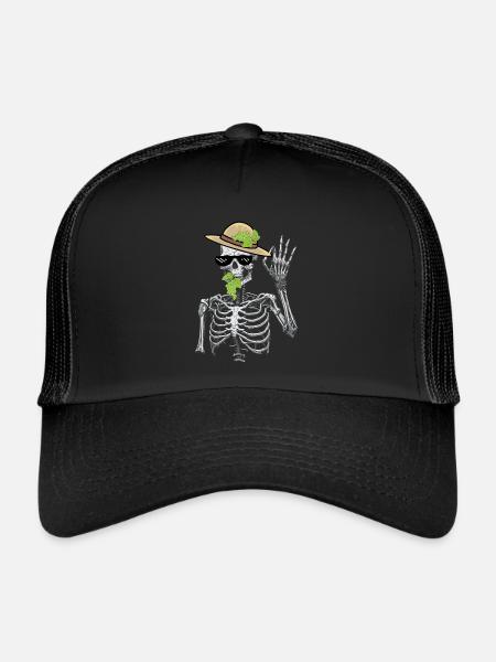 Squelette Jardinier Raisins Jardinage Mime Hobby Jardinier - Casquette trucker  - noir/noir - Devant