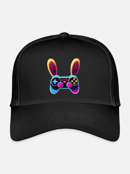Lapin de Pâques Gamer Jeux de Pâques emblématiques - Casquette trucker  - noir/noir - Devant