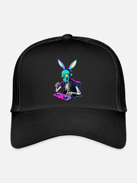 Lapin de Pâques Gamer & Gaming Streetwear Iconique - Casquette trucker  - noir/noir - Devant