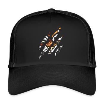 Tiger Eye Claw Safari Zoo Wildlife Tier - Trucker Cap - Schwarz/Schwarz - Vorne
