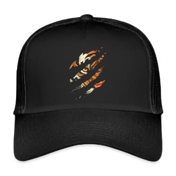Tiger Eye Claw Safari Zoo Wildlife Tier - Trucker Cap - Schwarz/Schwarz - Vorne