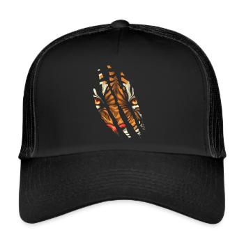 Tiger Eye Claw Safari Zoo Wildlife Tier - Trucker Cap - Schwarz/Schwarz - Vorne
