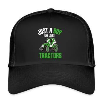 Traktorjunge Junger Bauer Traktorliebhaber - Trucker Cap - Schwarz/Schwarz - Vorne