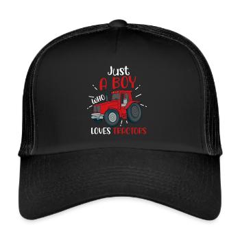 Traktorjunge Junger Bauer Traktorliebhaber - Trucker Cap - Schwarz/Schwarz - Vorne