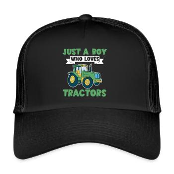 Traktorjunge Junger Bauer Traktorliebhaber - Trucker Cap - Schwarz/Schwarz - Vorne