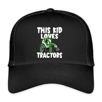 Traktorjunge Junger Bauer Traktorliebhaber - Trucker Cap - Schwarz/Schwarz - Vorne