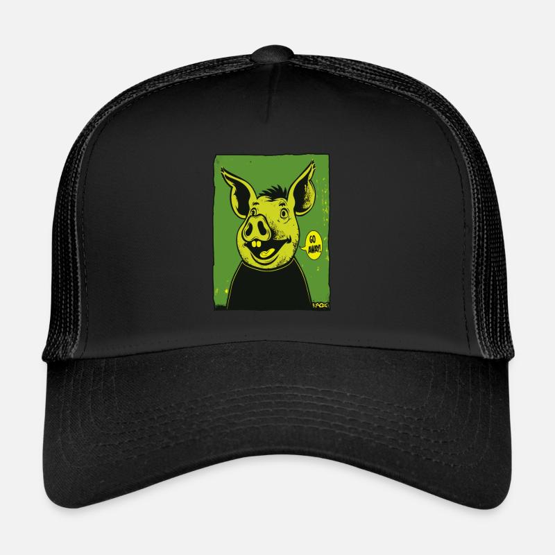 Un cochon de dessin animé vert dit : « Sortez ! » Casquette trucker 