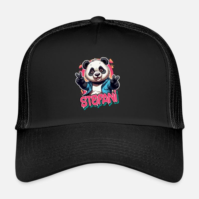 STEFANI - Beautiful girl name with cool panda Trucker Cap