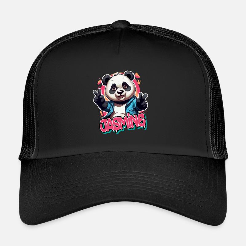 JASMINE - Schöner Mädchen Name mit coolem Panda Trucker Cap