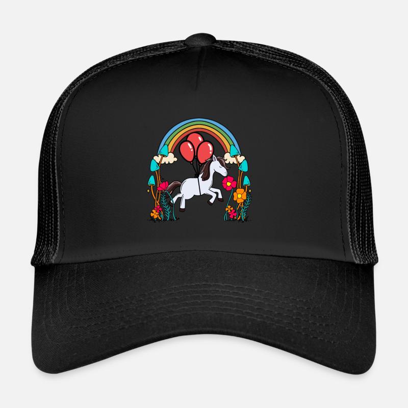 Rainbow Pony Balloons Birthday Gift Trucker Cap