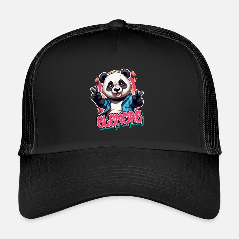 ELENORE - Schöner Mädchen Name mit coolem Panda Trucker Cap