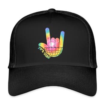 Disco Groovy Hippie des années 70 des années 80 Vintage Seventies - Casquette trucker  - noir/noir - Devant