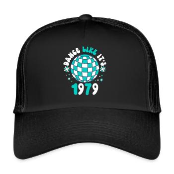 Disco Groovy Hippie 70s 80er Vintage Siebziger - Trucker Cap - Schwarz/Schwarz - Vorne